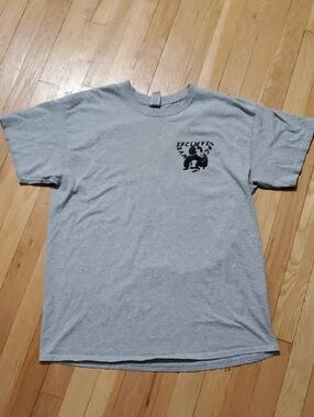Gildan Gray Crewneck T-Shirt Black Graphic Jujitsu Kaisen Large